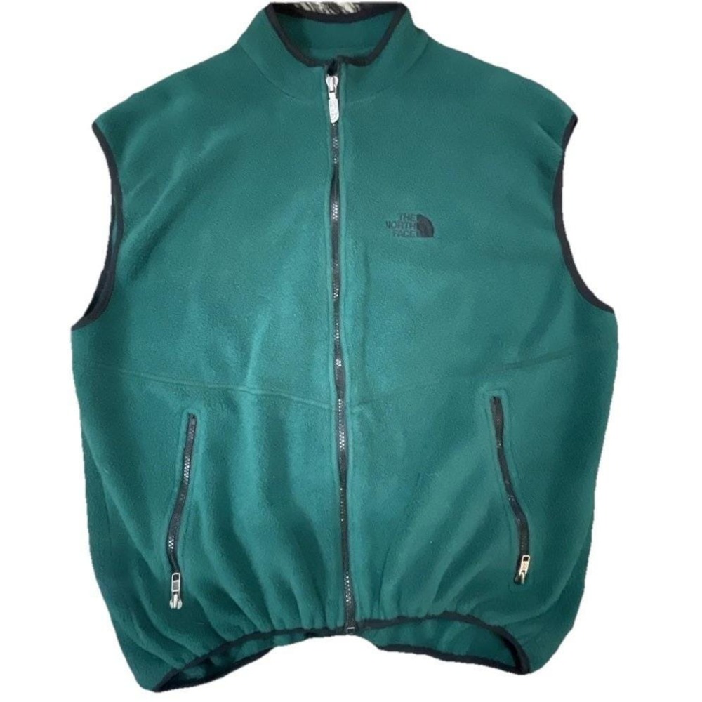 VTG The North Face Men's Denali Green Fleece Zip Up Vest Large‎ USA 90s Emerald